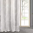 Zasłona biało, szampański ze wzorem liści z matowego welwetu 140x250 cm przelotka - LUNA 2 - Limited Collection