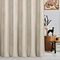 Zasłona szyta na flexach beżowa z tkaniny o szenilowej strukturze