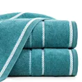 Ręcznik kąpielowy 70x140 cm bawełniany kolor ciemnoturkusowy z welwetową bordiurą i kontrastującymi paseczkami 500 g/m2 NEL
