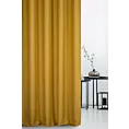 Zasłona szyta na taśmie 5 cm musztardowa z miękkiej tkaniny o naturalnym splocie w stylu ekologicznym