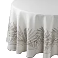 Obrus okrągły beżowo, kremowy średnica 150cm INES 11 z nadrukowanym motywem liści palmowych