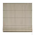Roleta rzymska beżowa z półmatowej etaminy z efektem melanżu, wykończona obciążnikiem