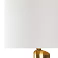 Lampa stołowa do salonu biało, złota GINA z metalową podstawą i matowym abażurem