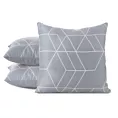 Poszewka na poduszkę 40x40 cm z mikrofibry stalowo, beżowa z nadrukiem geometrycznym GEO 01 DESIGN 91