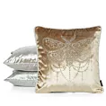 Poszewka na poduszkę 45x45 cm welwetowa, srebrna zdobiona wzorem motyla z kryształków ROYAL 8