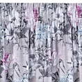 Zasłona różowo, fioletowa z nadrukiem kwiatów z lekkiej etaminy 140x270 cm taśma - HONEY