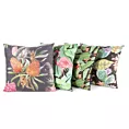 Poszewka na poduszkę 45x45 cm welwetowa czarno, czerwona z motywem egzotycznych kwiatów MINK