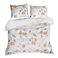 Pościel 220x200 cm z mikrowłókna kolor biały, brązowy motyw kwiatowym IGA Design 91