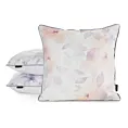 Poszewka na poduszkę 45x45 cm welwetowa, biało pomarańczowa z nadrukiem pastelowych kwiatów VELVET 148 Eurofirany Premium