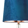 Lampa stołowa KATHY ze szklaną podstawą i granatowym abażurem z błyszczącego welwetu