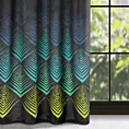 Zasłona welwetowa czarno, turkusowa z wzorem geometrycznym 140x270 cm taśma - ANGELINA