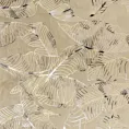 Zasłona beżowo, szampańska z metalicznym nadrukiem egzotycznych liści z welwetu 135x250 przelotka - ODETA