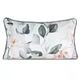 Poduszka 45 x 30 cm dwustronna welwetowa biało, zielona z motywem roślinnym z wypustką na brzegach JULIET EUROFIRANY PREMIUM