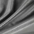 Zasłona szyta na taśmie 5 cm stalowo srebrna z miękkiej tkaniny welwetowej z drobnym błyszczącym nadrukiem