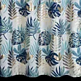 Zasłona biało, turkusowa zdobiona egzotycznym nadrukiem z tkaniny typu oxford 140x250 cm przelotka - MALTA