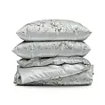 Pościel 220x200 cm satyna bawełniana kolor jasno stalowy, beżowy z eleganckim wzorem roślinnym SPRING 64