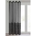 Firana czarna z etaminy zdobiona pasem połyskującym moherową nicią 140x250 cm przelotka MARGARET 2
