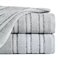 Ręcznik kąpielowy 70x140 cm bawełniany kolor popielaty z bordiurą w paski 500 g/m2 SELENA