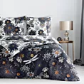 Pościel 220x200 cm bawełniana kolor ciemnogranatowy, biały dwustronna z wzorem kwiatowym NIKA 55