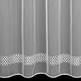 Firana szyta na taśmie 5 cm biała z matowego PERU, zdobiona ażurowym haftem w kółeczka tworząc poziome pasy