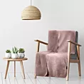 Narzuta, koc na fotel 70x160 cm różowa z miękkiego polaru ze strukturą baranka TEDY Eurofirany Premium