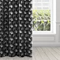 Zasłona czarna w srebrny wzór liści, zaciemniająca 135x250 cm przelotka - CLARA