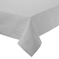 Obrus srebrny 135x180 cm z żakardowej tkaniny FLASH świąteczna w prążki przetykany srebrną nicią