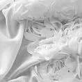 Firana biała z szyfonu zdobiona aplikacją 3D w róże 140x250 cm przelotki - ROSES8 - Eva Minge