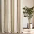 Zasłona szyta na flexach jasnobeżowa z tkaniny o jodełkowym splocie z wzorem w pasy