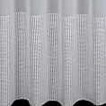 Firana szyta na flexach naturalna z matowej etaminy ozdobionej szerokim ażurowym pasem, wykończona obciążnikiem