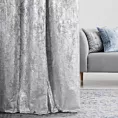 Zasłona szyta na taśmie 5 cm RICCA srebrna nowoczesna z wypukłym wzorem ornamentowym i połyskiem