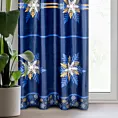 Zasłona welwetowa granatowo, złota zdobiona nadrukiem śnieżynek 140x250 cm przelotka - CAROL