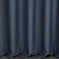 Zasłona szyta na taśmie 5 cm granatowa z tkaniny w stylu eko o naturalnym splocie