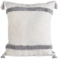 TERRA COLLECTION Poszewka PALERMO  z grubej tkaniny bawełnianej zdobiona puszystymi pasami i chwostami na rogach