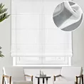 Roleta rzymska biała z miękkiej półprzezroczystej tkaniny z efektem deszczyku, wykończona obciążnikiem