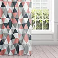 Zasłona biało, ciemnoróżowa z geometrycznym wzorem 140x250 cm przelotka - ADINA