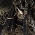 Zasłona czarna z błyszczącego welwetu w złote kwiaty 140x300 cm taśma - STELLA