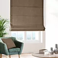 Roleta rzymska jasnobrązowa miękka, szenilowa tkanina o wyraźnym splocie i delikatnym połysku
