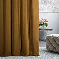 Zasłona szyta na taśmie 5 cm DORA - HIT jasnobrązowa z miękkiej tkaniny o welurowej strukturze