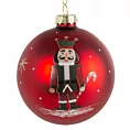 Bombka szklana ręcznie zdobiona wzorem dziadka do orzechów z dodatkiem błyszczącego brokatu