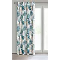 Zasłona z motywem egzotycznych liści podkreślona złocistym nadrukiem 140x250 cm przelotka - KERI