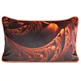 Poduszka 30x60 cm welwetowa, brązowo pomarańczowa z designerskim nadrukiem i ozdobną wypustką SIMONA Eva Minge