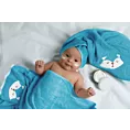 Ręcznik kąpielowy dziecięcy 100x100 cm bawełniany kolor niebieski 350g/m2 z kapturem BABY 70