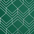Zasłona zielono, srebrna zaciemniająca ze złotym wzorem geometrycznym 140x250cm przelotka - POLI - Design 91