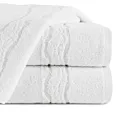 Ręcznik do rąk 30x50 cm bawełniany kolor biały zdobiony bordiurą z błyszczącym wzorem 500 g/m2 KARIN