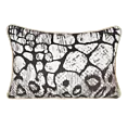 Poszewka na poduszkę 30 x 45 cm welwetowa czarno, biała z designerskim nadrukiem i wypustką na brzegach EWA MINGE