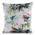 Poszewka na poduszkę 45x45 cm z tkaniny wodoodpornej biało, zielona idealna na taras oraz balkon zdobina wzorem kwiatowym GARDEN