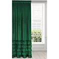 Zasłona welwetowa ciemnozielona zdobiona falbanami 140x270 cm taśma - CHARLOTTE