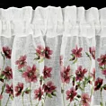 Zazdrostka biała z etaminy zdobiona nadrukiem bordowych kwiatów i koronką 30x150 cm tunel ISA