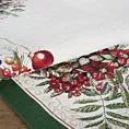 Świąteczny obrus kolor zielono, czerwony 100x100 cm szenilowy tkany motywem świątecznym
